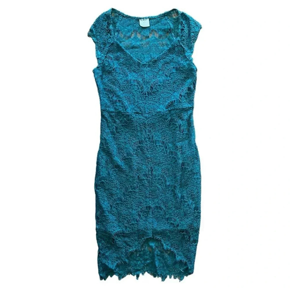 intimately Free People Teal Lace Peekaboo Slip Dress M - Picture 1 of 4
